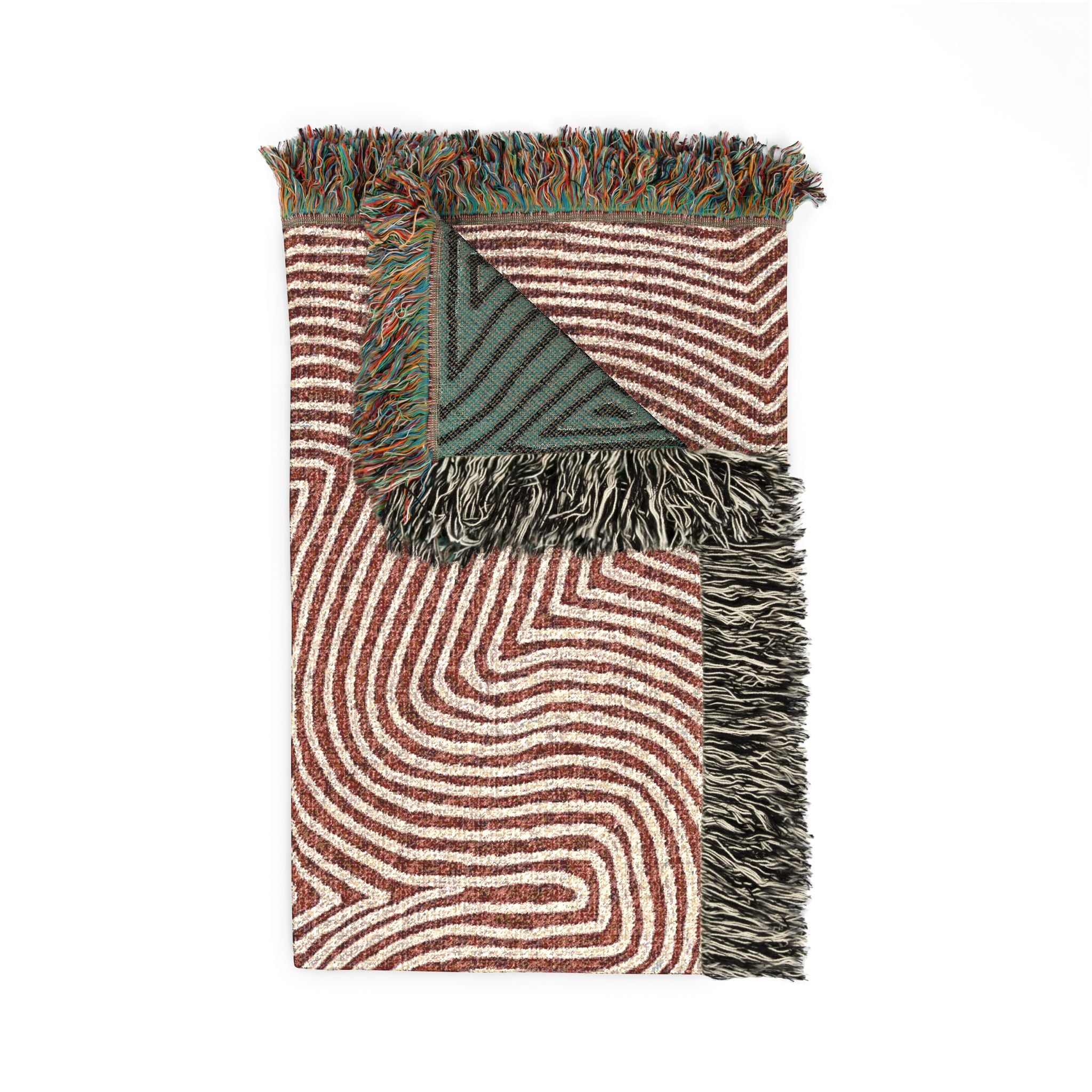 Terracotta Contour — Woven Blanket — side view