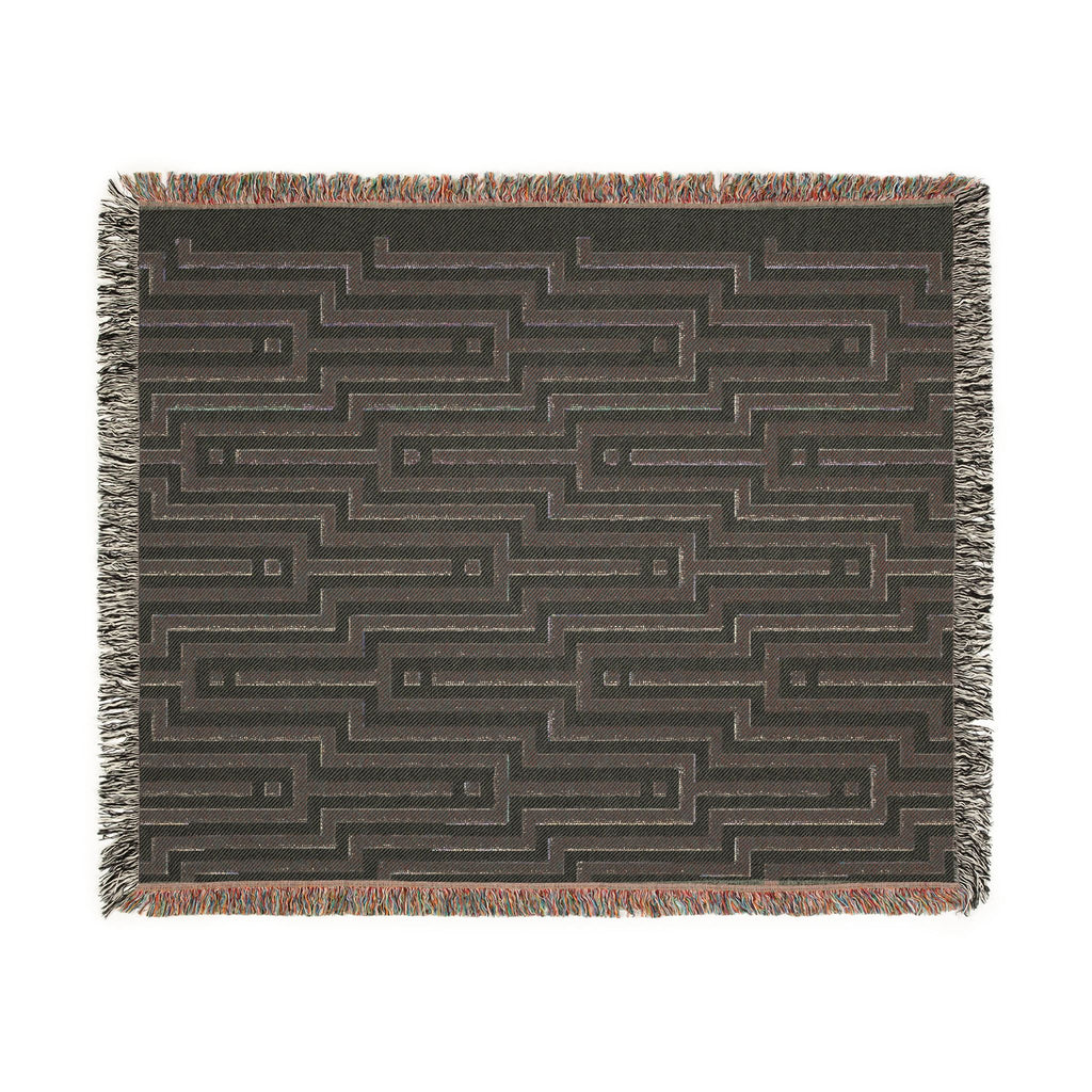 Linear Maze — Woven Blanket — fringe detail
