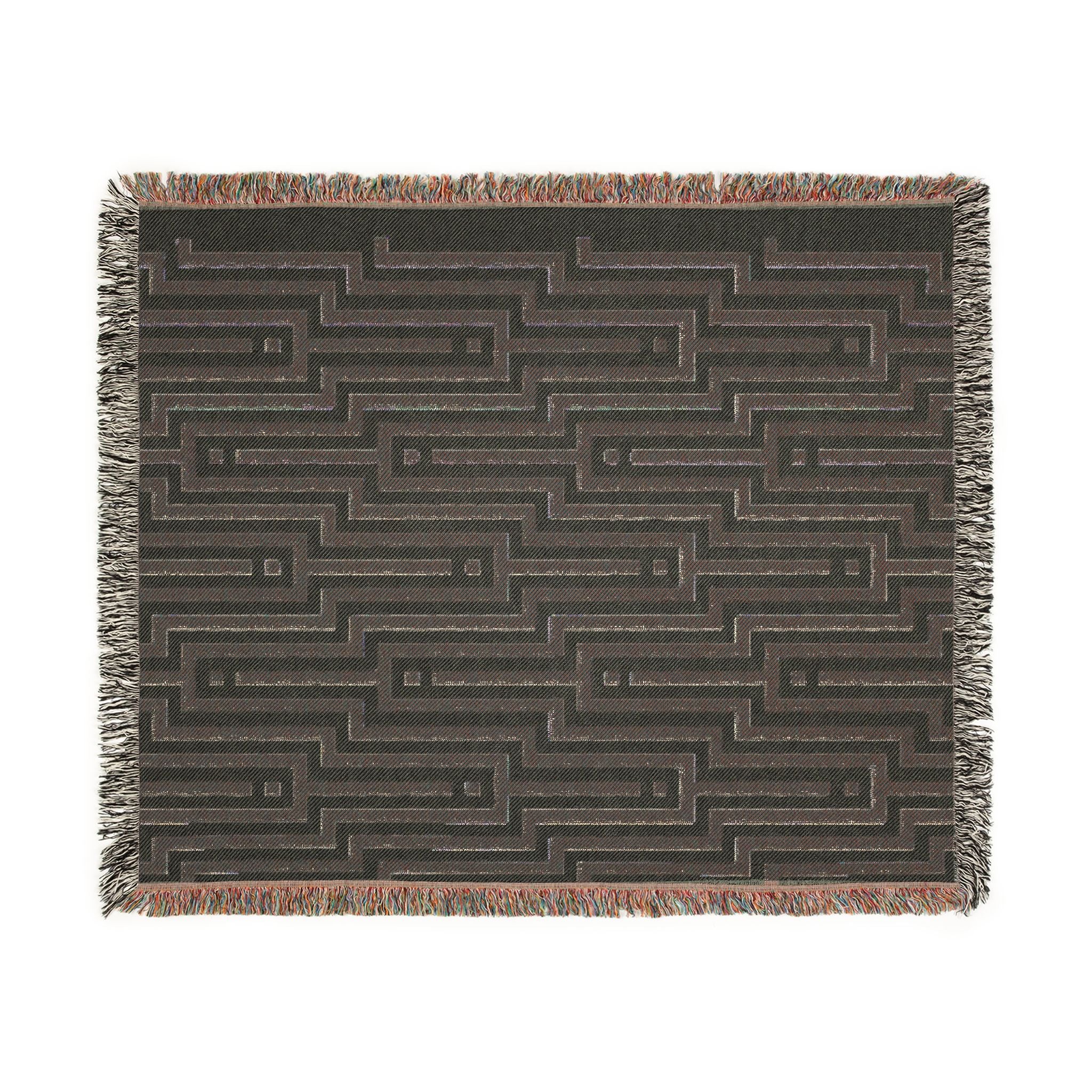 Linear Maze — Woven Blanket — fringe detail