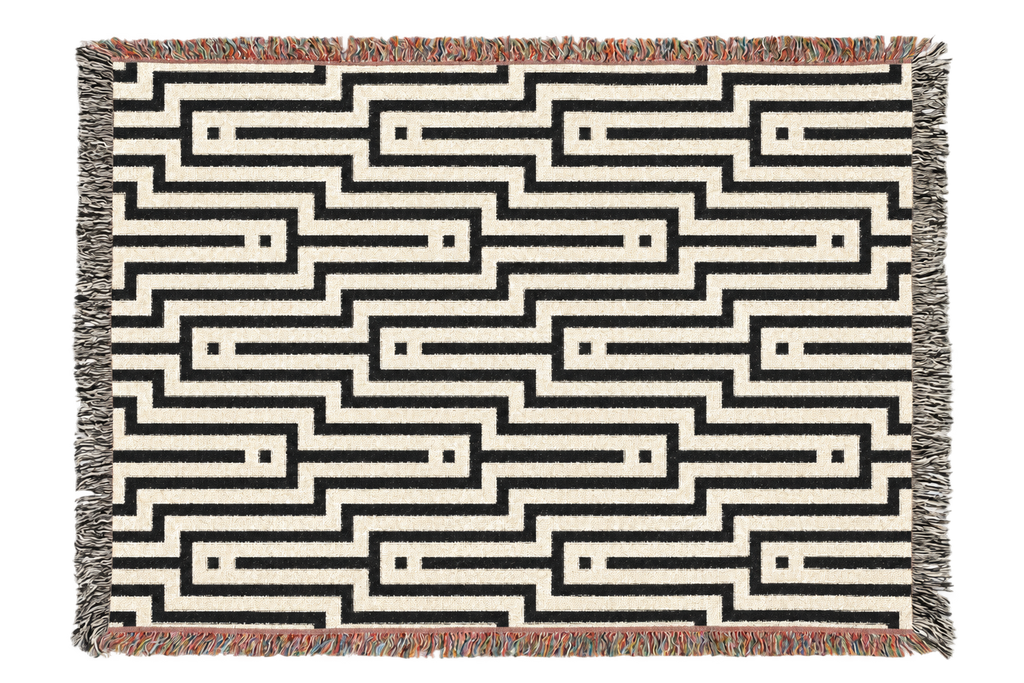 Linear Maze — Woven Blanket — floating front view