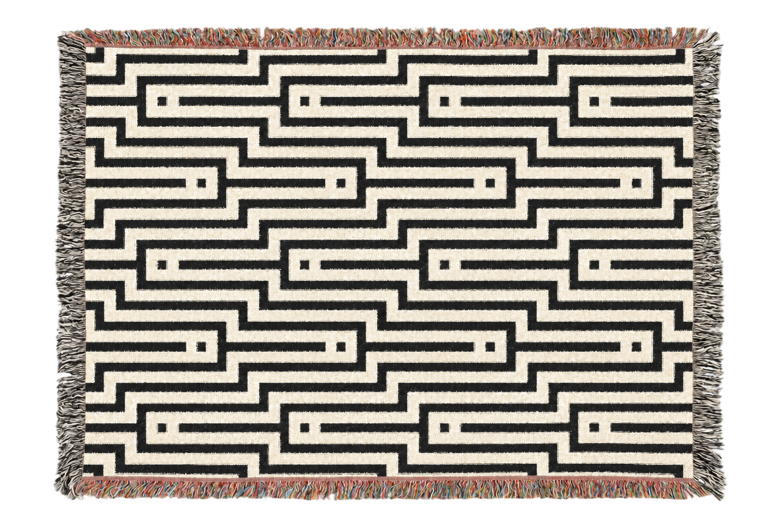 Linear Maze — Woven Blanket — floating front view