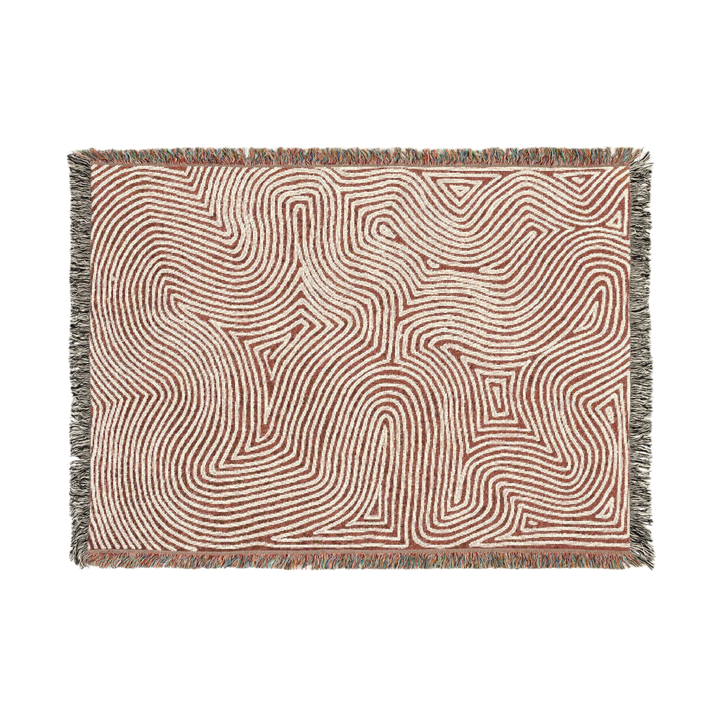 Terracotta Contour — Woven Blanket — floating front view