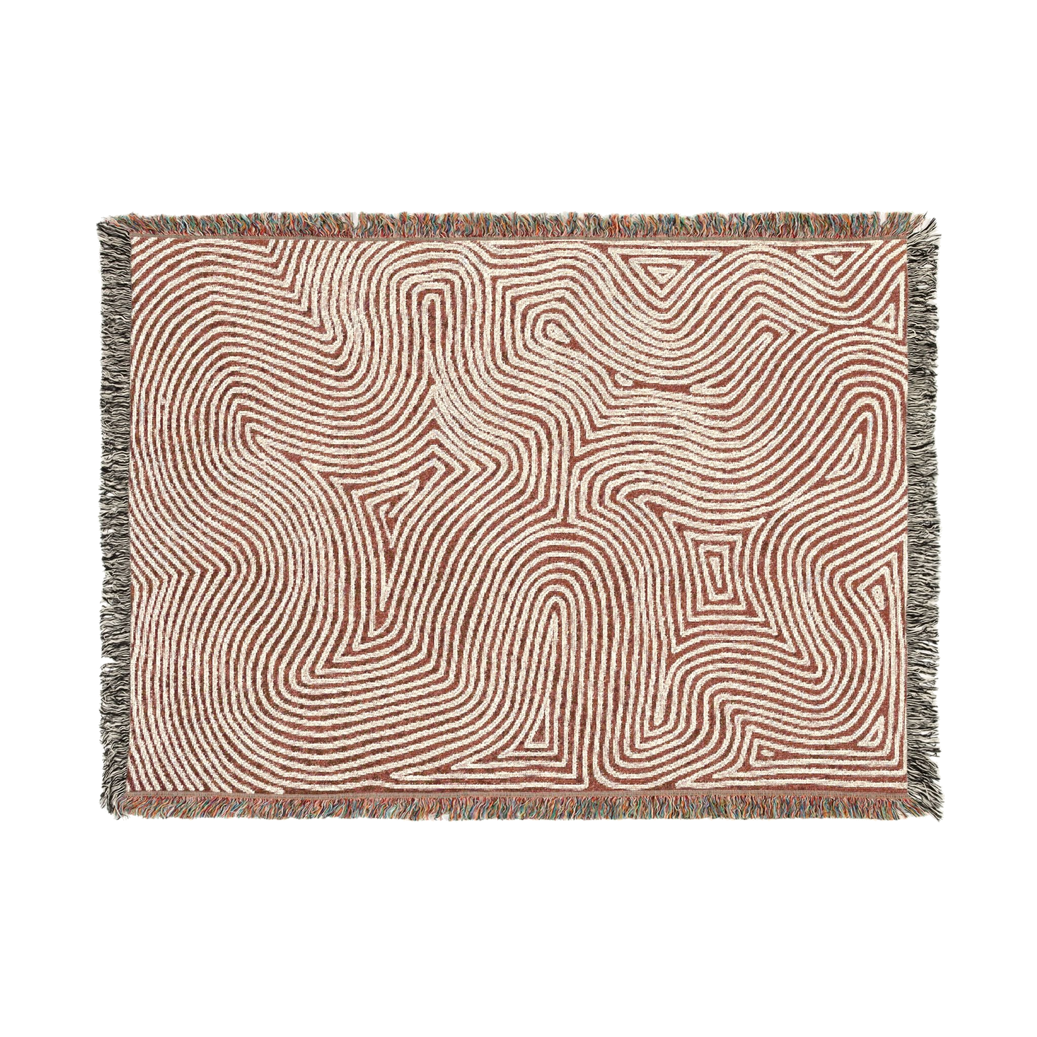 Terracotta Contour — Woven Blanket — floating front view